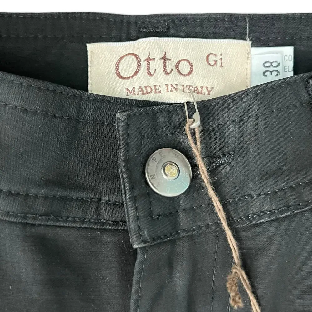 Otto Gi Italy Black Silver Embellished Pockets Bootcut Pants sz 38 / 8 NEW Tags - Picture 3 of 15